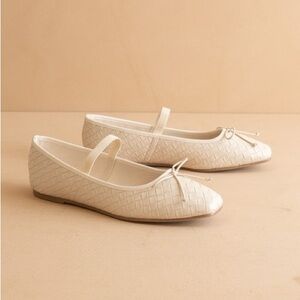 Woven Square Toe Mary Jane Ballet Flats - Oasis Society